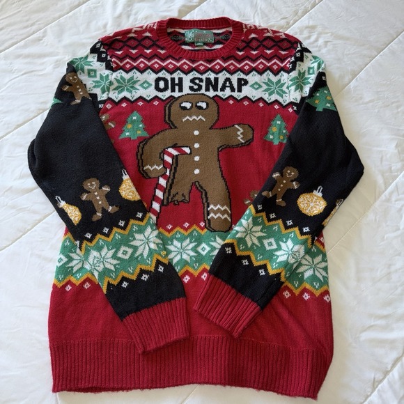 Ugly Christmas Sweater Other - Men's Size XL‎ Oh Snap Gingerbread Man Ugly Christmas Holiday Sweater